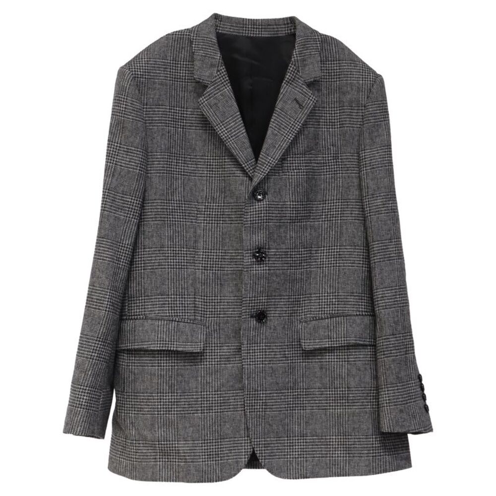 Celine Houndstooth Blazer in Grey Wool
